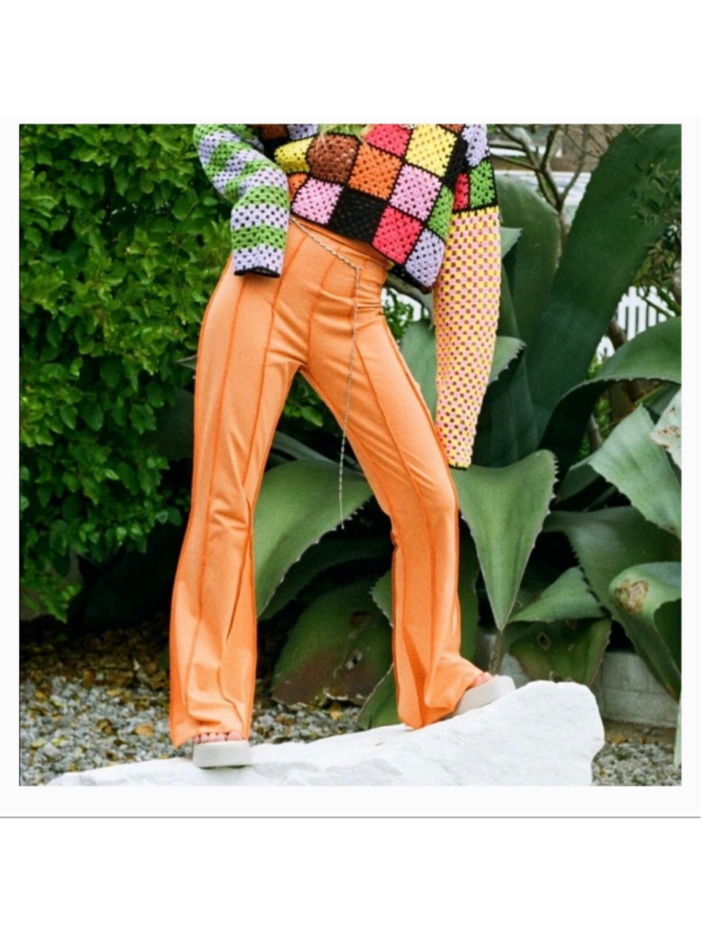 Women's The Ragged Priest Orange Stretchy Flare Freedom Pants Small